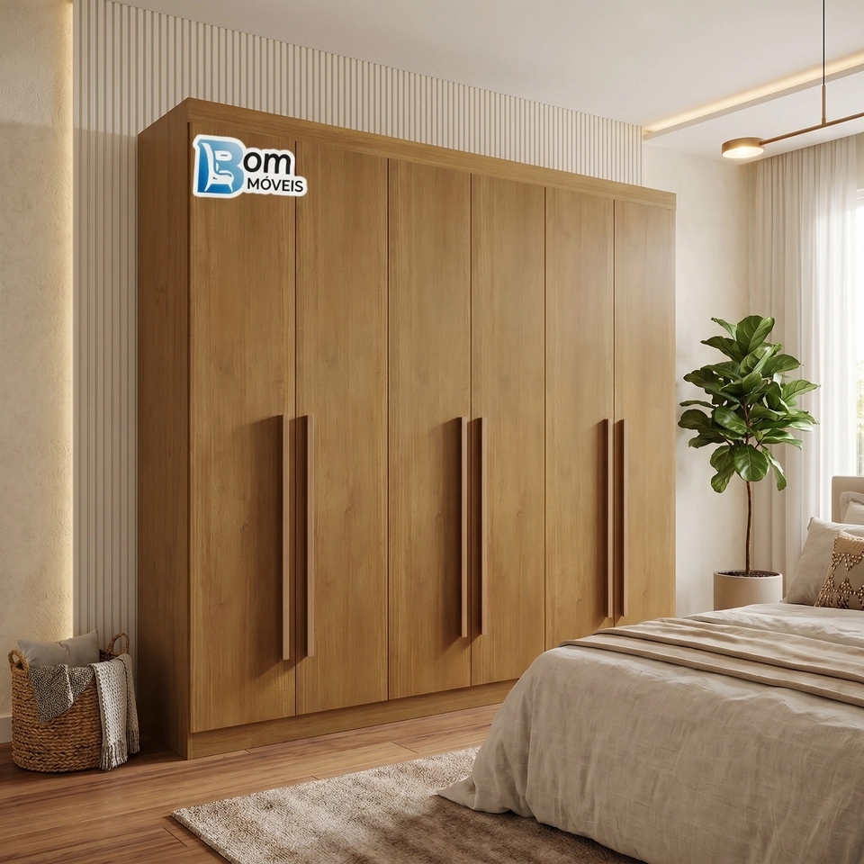 Guarda Roupa Da Vinci 6 Portas 6 Gavetas Puxadores De Mdf - Alt.: 230cm - Larg.: 275cm - Prof.: 57cm. - 6