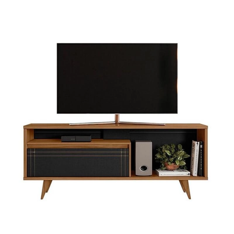 Rack Bancada Nt 1315 Para Tv De Até 60 Polegadas 1 Porta Báscula Frisada C/ 4 Pés Retrô - Alt.: 0,66cm Larg.: 163cm Prof.: 38cm. - 3