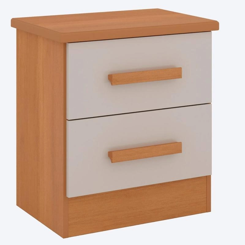 Mesa De Cabeceira Athos C/ 2 Gavetas E Puxadores De Mdf - Alt.: 55cm - Larg.: 50cm - Prof.: 35cm.