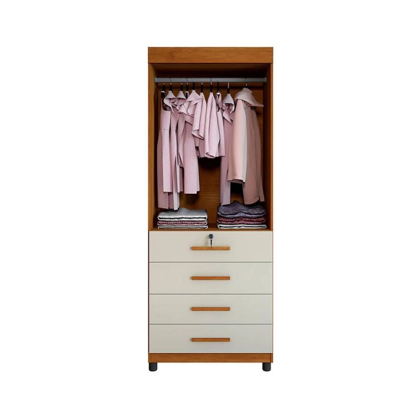 Guarda Roupa Solteiro Maia 2 Portas 4 Gavetas Puxadores De MDF - Alt.: 191cm Larg.: 76cm Prof.: 45cm. - 5