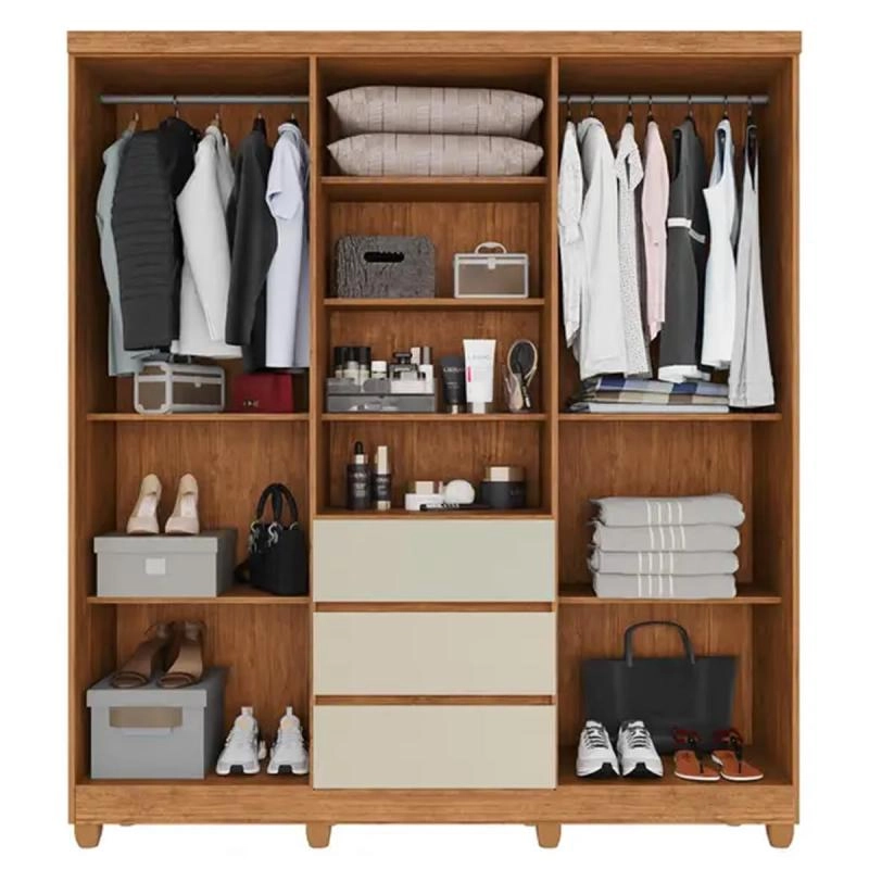 Guarda Roupa Master Capelinha C/ Espelho 4 Portas 3 Gavetas Puxadores MDF 8 Pés - Alt.: 216cm Larg.: 165cm Prof.: 42cm. - 6
