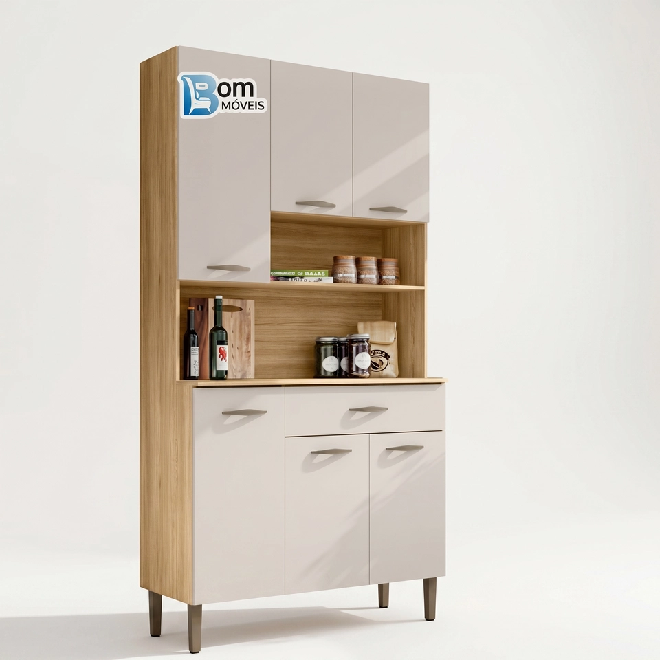Cozinha Compacta Apolo 6 Portas 1 Gaveta 6 Divisões Internas - Alt.: 173cm Larg.: 90cm Prof.: 36cm. - 1