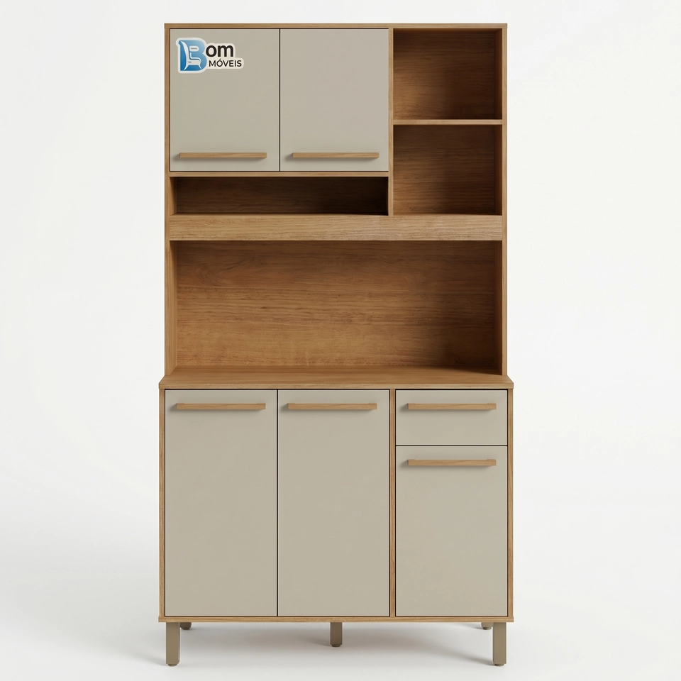 Cozinha Compacta Ametista 5 Portas 1 Gaveta 5 Pés Reguláveis - Alt.: 200cm - Larg.: 110cm - Prof.: 45cm 