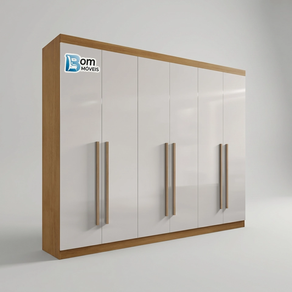 Guarda Roupa Da Vinci 6 Portas 6 Gavetas Puxadores De Mdf - Alt.: 230cm - Larg.: 275cm - Prof.: 57cm.