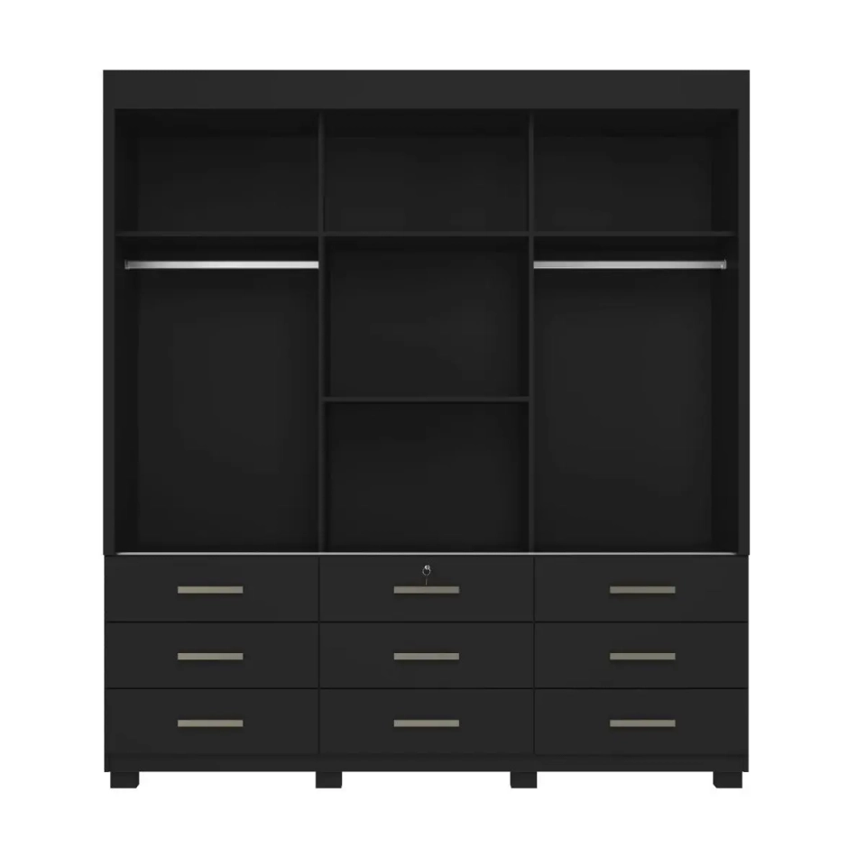 Guarda Roupa Itapema C/ Espelho Central 3 Portas Deslizantes 9 Gavetas 1 C/ Chave 8 Pés - Alt.: 220cm Larg.: 202cm Prof.: 46cm. - 5