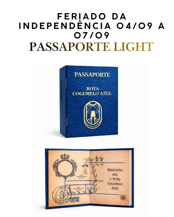 Passaporte Light Cogumelo Azul FERIADO DA INDEPENDÊNCIA 04/09 a 07/09