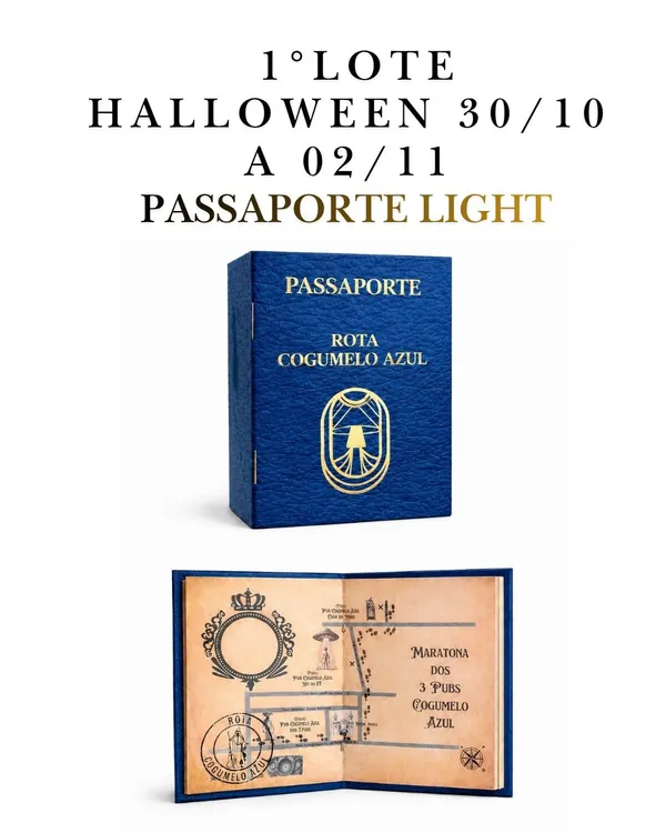 1° LOTE HALLOWEEN Passaporte Light Cogumelo Azul 30/10 A 02/11
