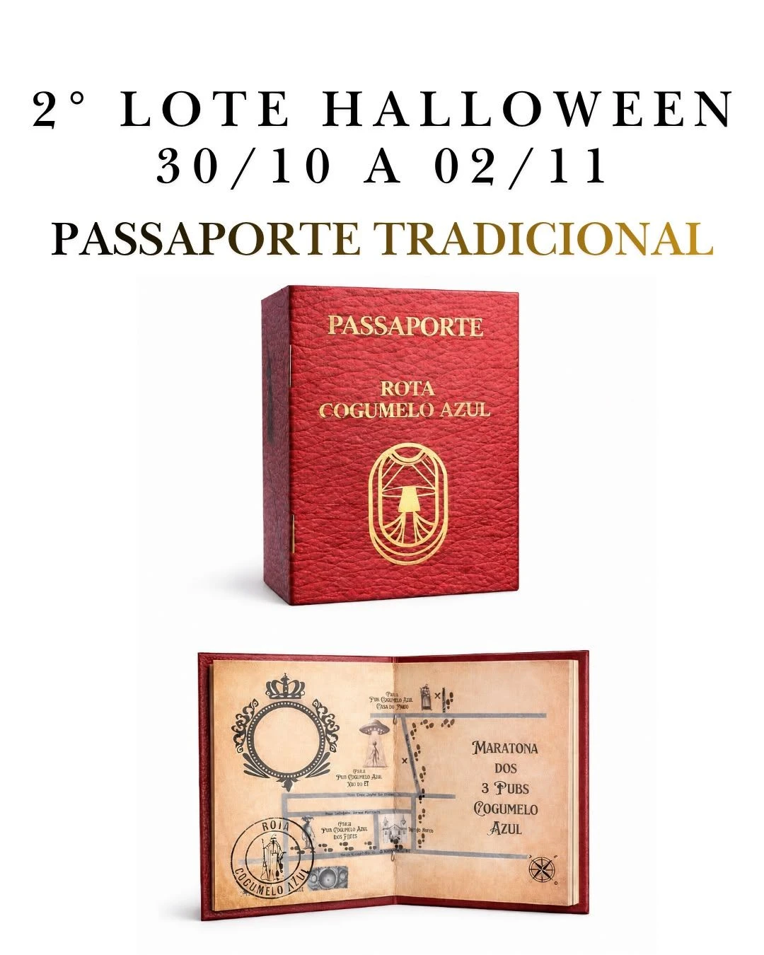 2º LOTE HALLOWEEN Passaporte Tradicional Cogumelo Azul 30/10 a 02/11 - 1
