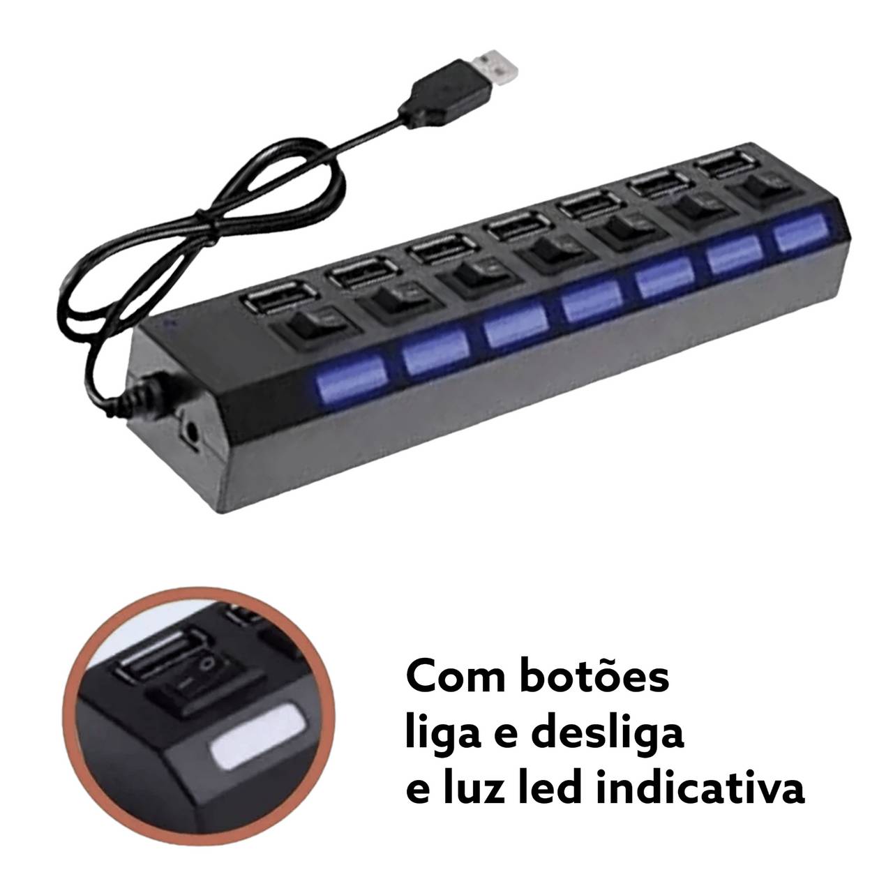 Adaptador Hub Usb Extensor 7 Portas 2.0 Lehmox- LEY-02 - 3