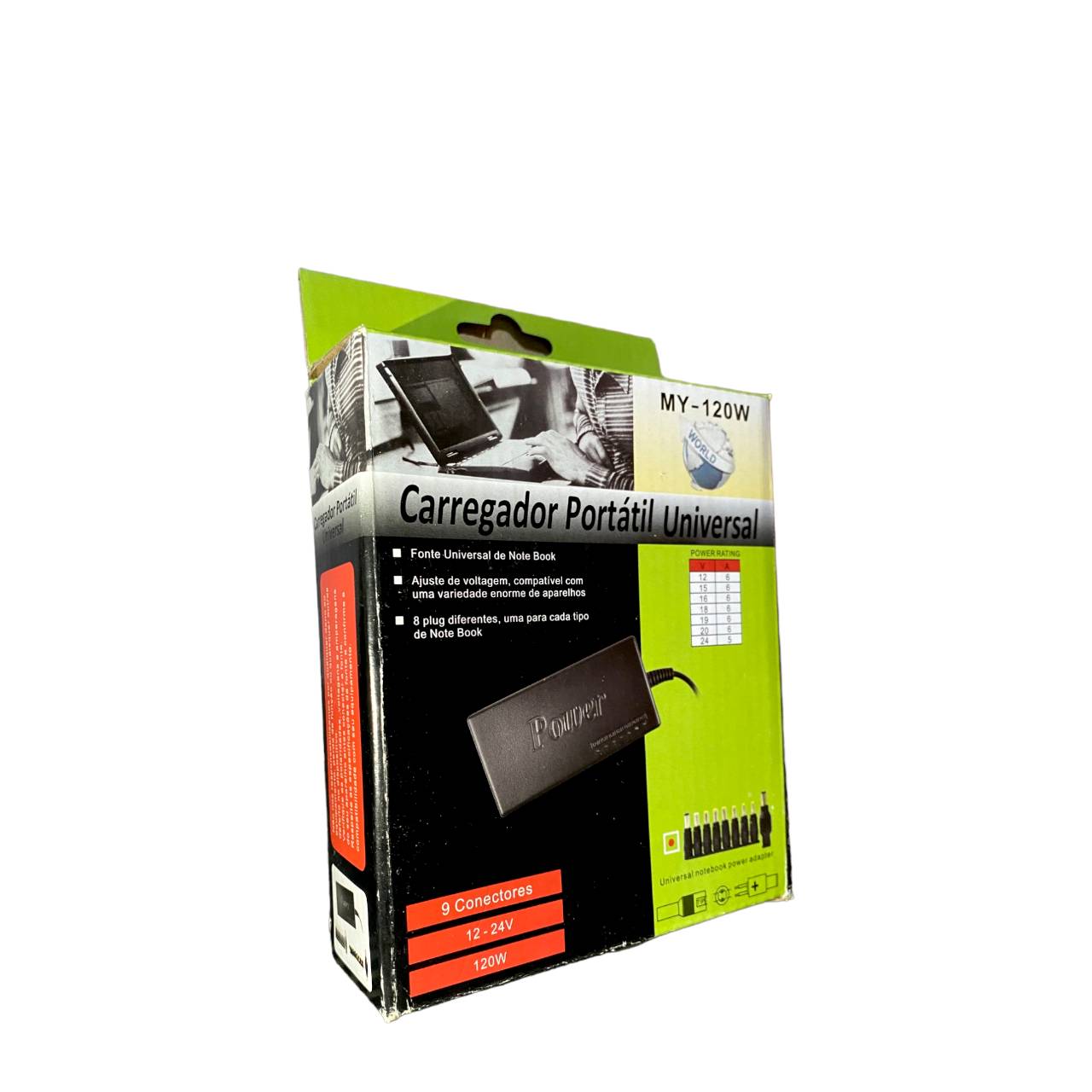 Carregador Universal para Notebook 8 Pinos 12 a 24V - MY-120W