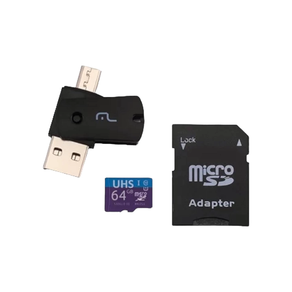Kit 4 em 1 cartão de memória 64 gigas - Multilaser