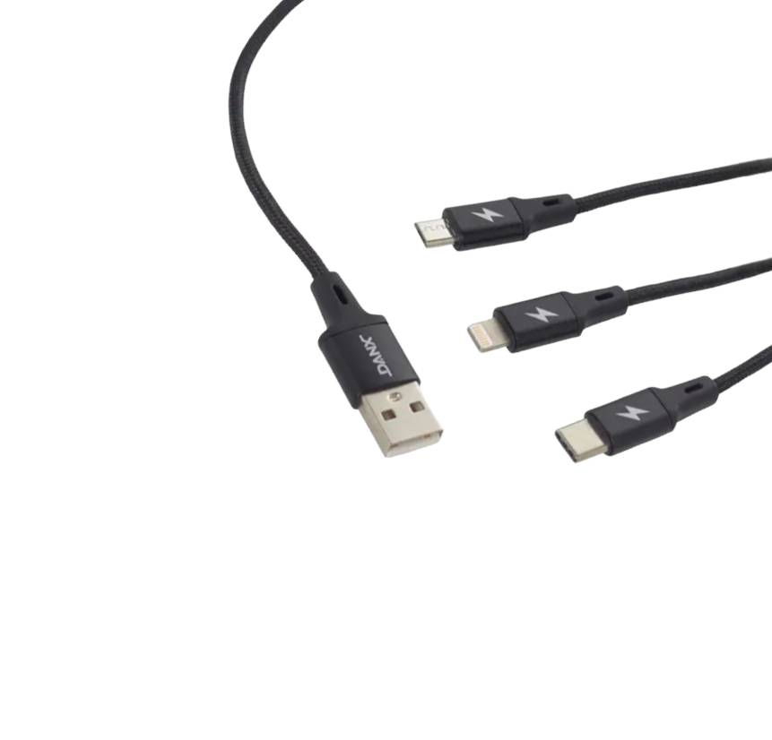 Cabo USB 3 em 1 Micro V8/Tipo C/IOS Multi Charger 2.4A 1 Metro Danx - DU251 - 2