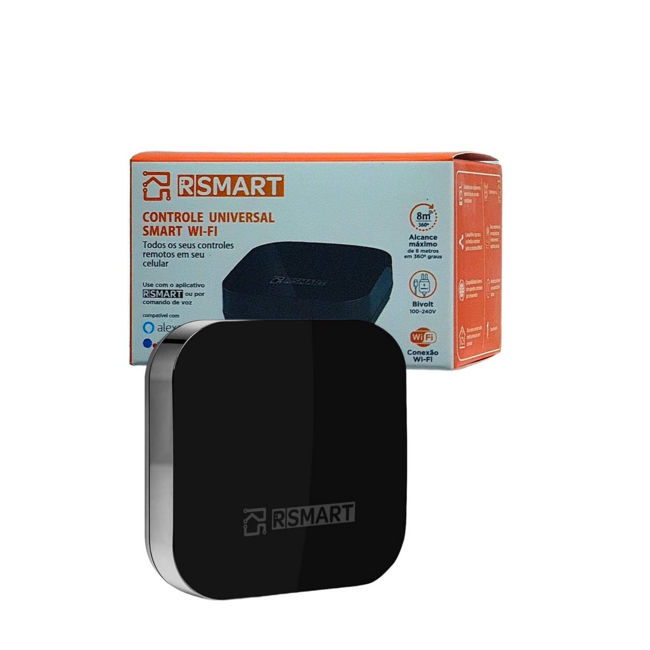 Smart Controle Universal Inteligente RSMART Wi-Fi Infravermelho - Compatível com Alexa, 2021, Preto
