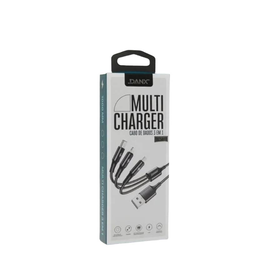 Cabo USB 3 em 1 Micro V8/Tipo C/IOS Multi Charger 2.4A 1 Metro Danx - DU251