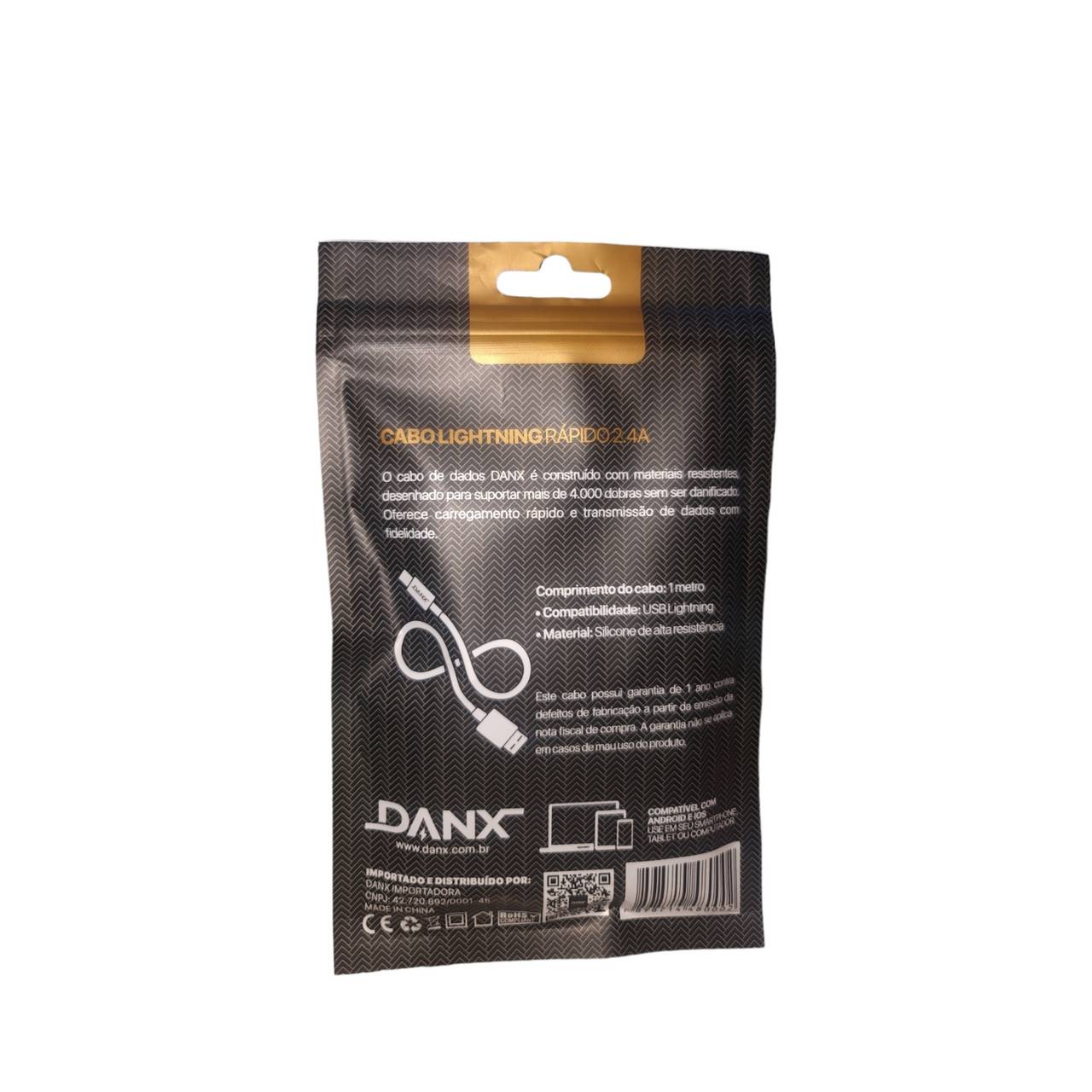 Cabo USB IOS / Lightning 2.4A 1M Danx - DU121L - 2