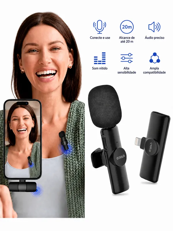 Microfone de Lapela S/ Fio Lightning - Agold - MCF-02