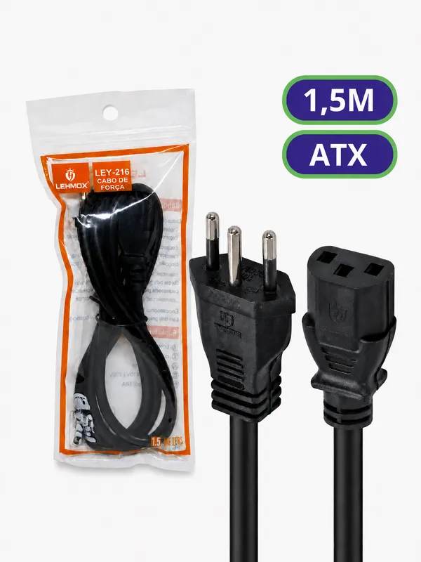 Cabo de Forca ATX 10A - 1,5 Metro - Lehmox - LEY-216