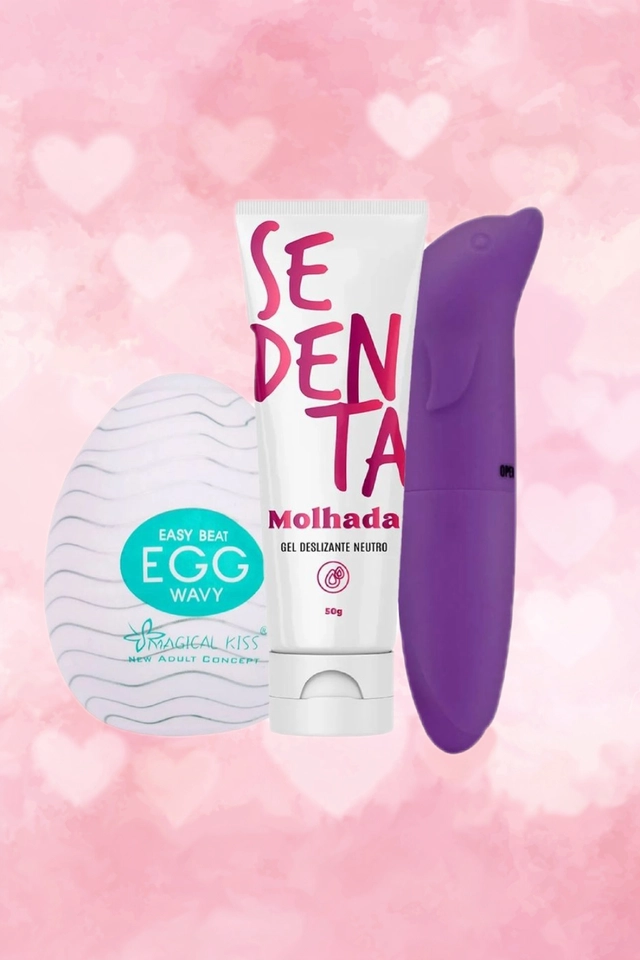 Kit Erótico com Sedenta Molhada, Egg Wavy e Vibrador Ponto G Aveludado - 1