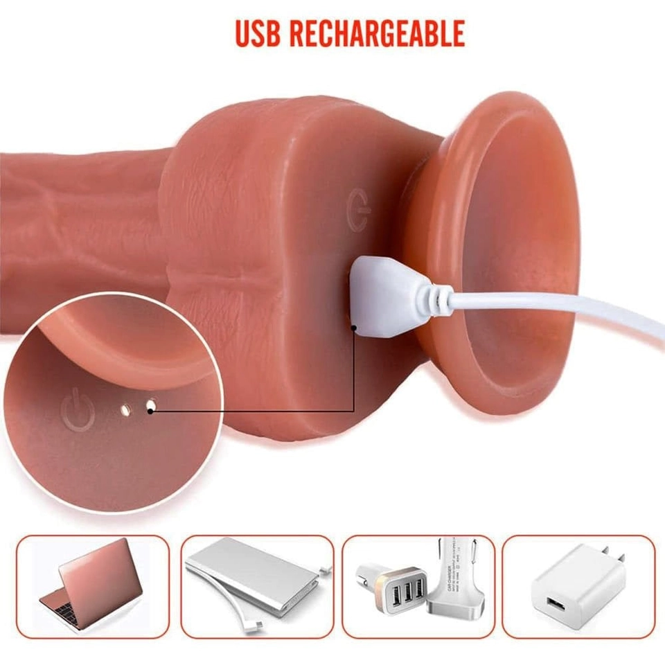 PAULO ANDRÉ PRÓTESE REALÍSTICA VIBRO ROTATIVA VAI E VEM 9 MODOS 22X4CM - 4