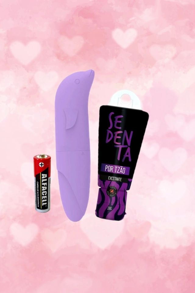 Kit excitante+vibrador golfinho aveludado  - 1