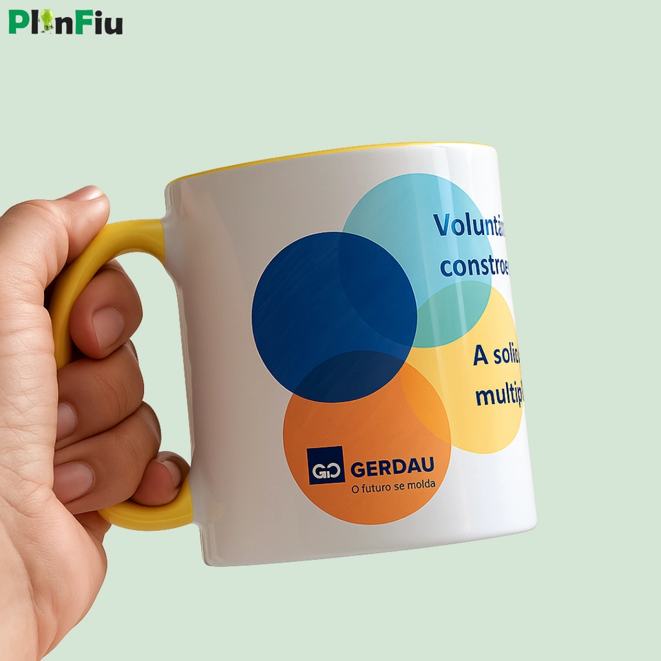 Caneca Personalizada com alça e interior Amarelo