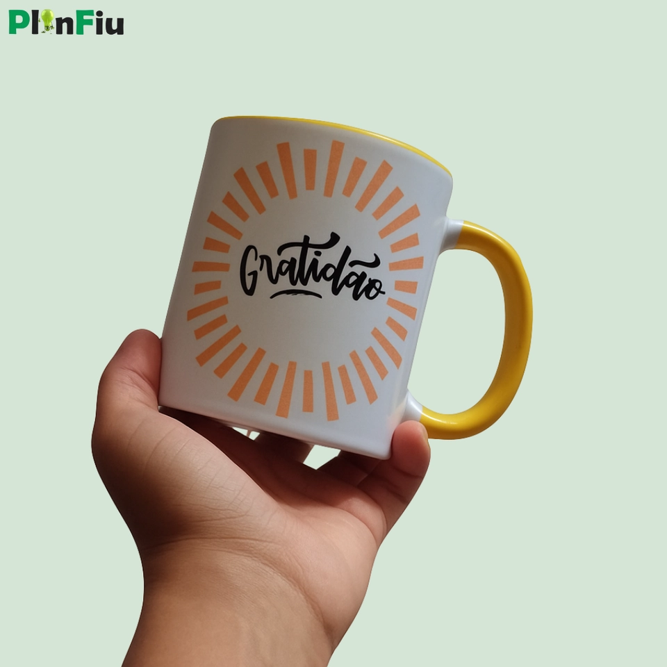 Caneca Personalizada com alça e interior Amarelo - 2