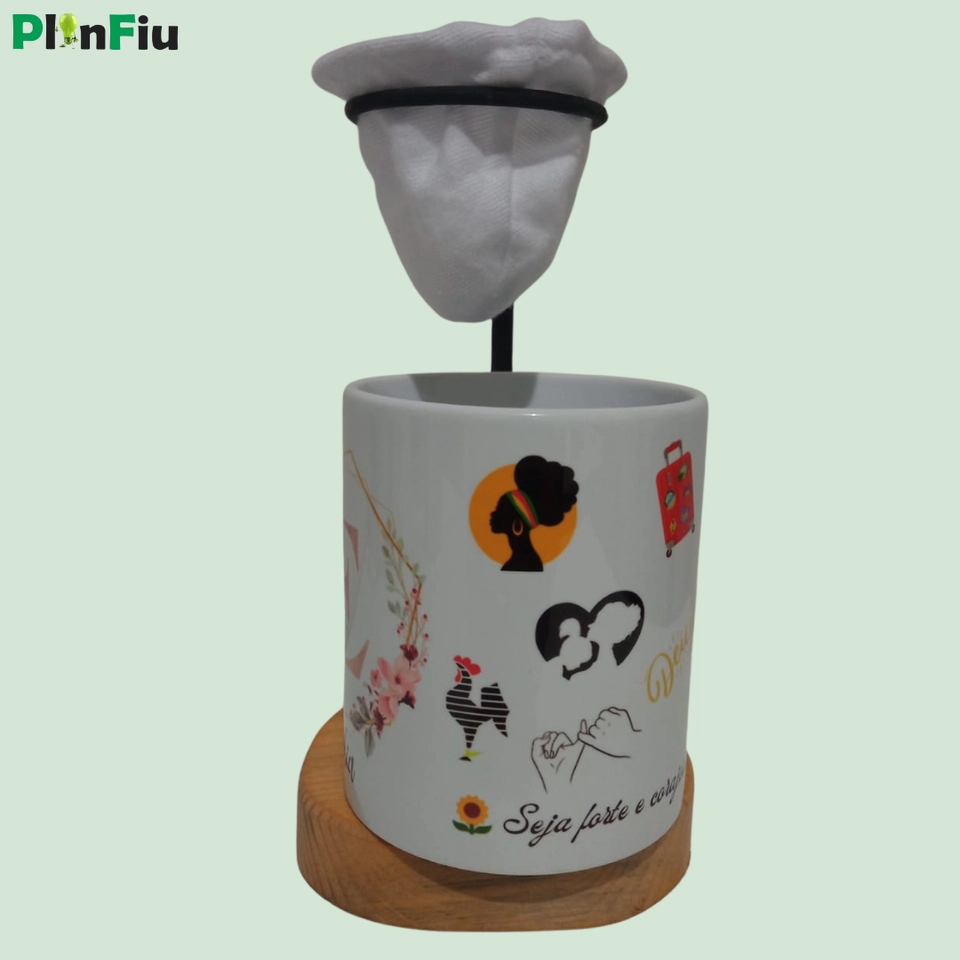 Caneca personalizada  + mini coador - Gostos e Preferências  - 3