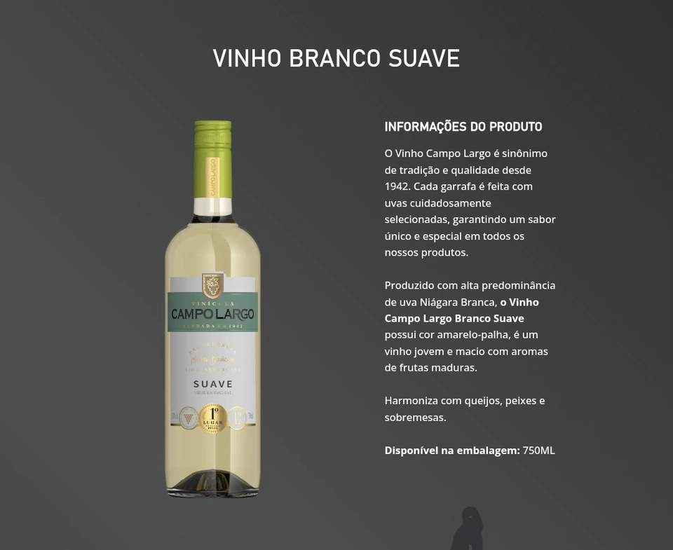 Campo Largo Vinho branco suave 750 ml 