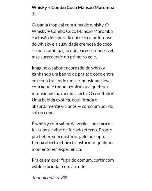 Mansão Maromba Whisky + Sabor Coco 1L - 2