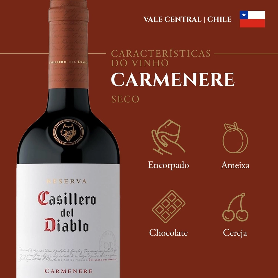Casillero Del Diabo Vinho Carmenere 750 ml  - 3