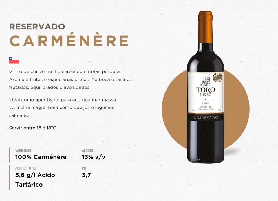 Toro Negro Vinho Chileno Carménère 750 ml  - 1