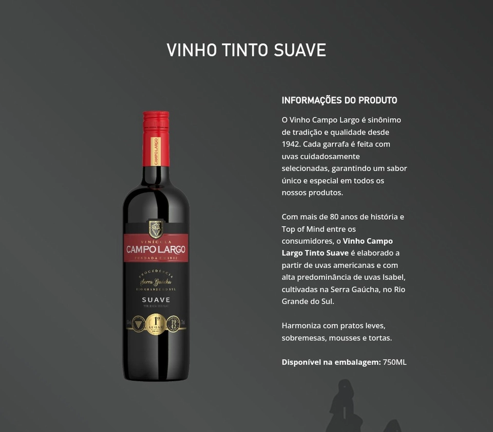 Campo Largo Vinho suave 750 ml  - 1