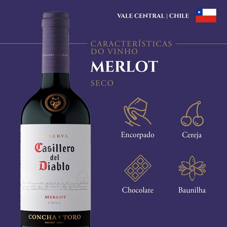 Casillero Del Diabo Vinho Merlot 750 ml  - 3