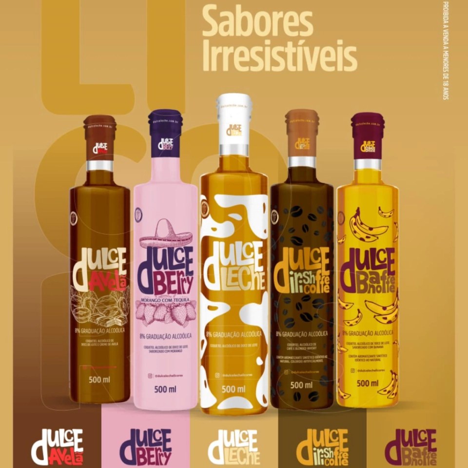 Kit Dulce ( 1 Leche 500 ml ) + ( 1 Avelã 500 ml ) + ( 1 Berry 500 ml ) + ( 1 Banoffee 500 ml ) + ( 1 Irish Coffee 500 ml )  - 2