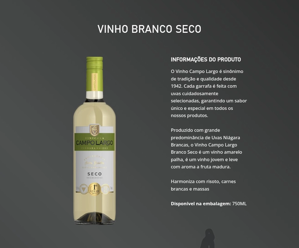 Campo Largo Vinho Branco Seco 750 ml 