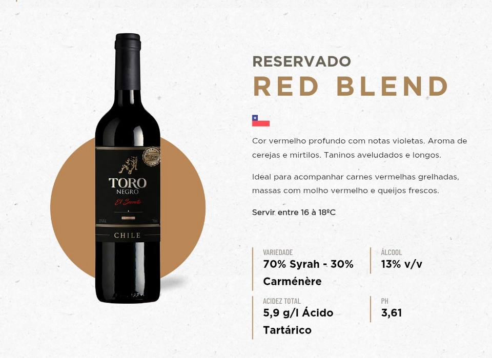 Toro Negro Vinho Chileno Red Blend 750 ml  - 1
