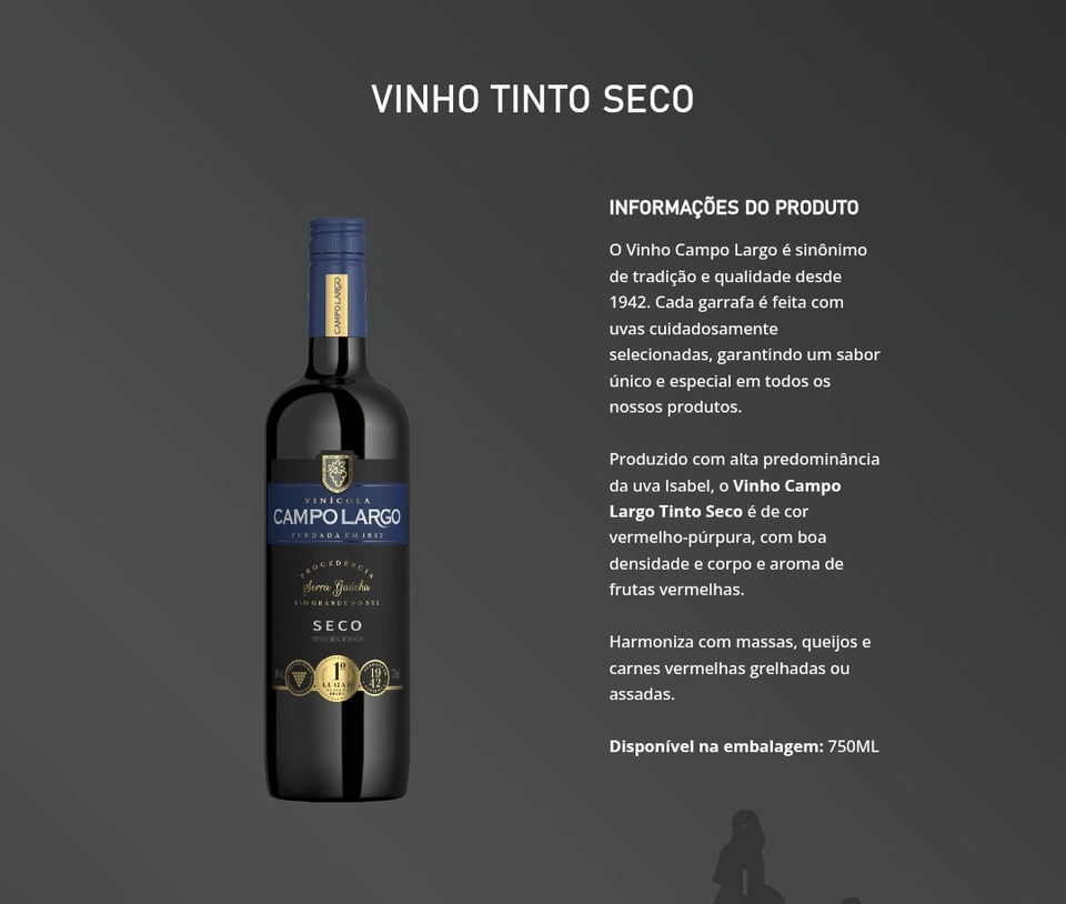 Campo Largo Vinho Seco 750 ml  - 1