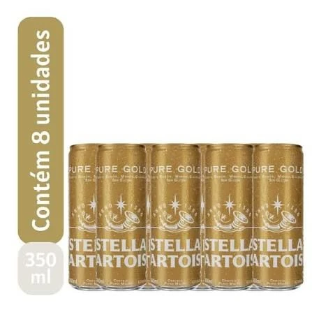 CERVEJA STELLA ARTOIS PURE GOLD CX 8 LATAS 350 ML - 1