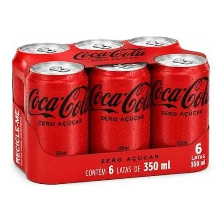 FARDO COCA-COLA ZERO AÇUCAR LATA 6 UNIDADES 350 ML (PAGAMENTO DINHEIRO OU PIX)  - 1