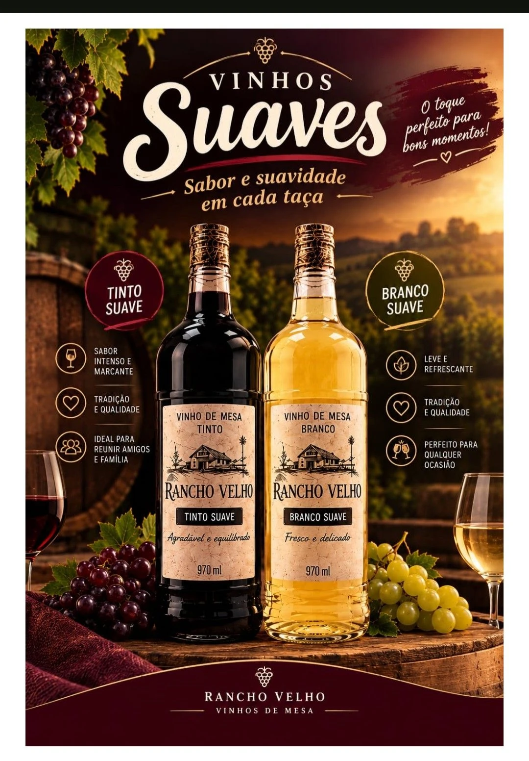 Vinho Tinto Rancho Velho Bordo 970 ml  - 2