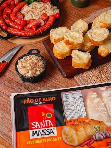 ESPETINHO DE PÃO DE ALHO PICANTE SANTA MASSA 
