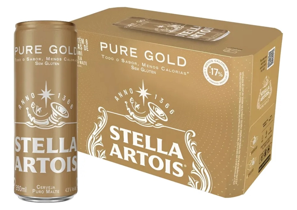 Cerveja Stella Puro Gold cx 8 Latas 350 ml  - 1