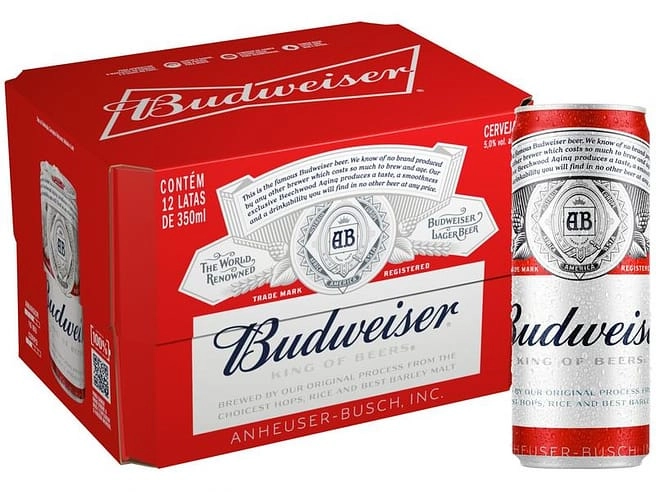 Caixa Cerveja Budweiser American Lager 12 Unidades - Lata 350ml