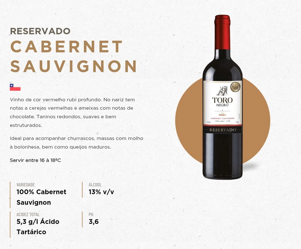 Toro Negro Vinho Chileno Cabernet Sauvignon 750 ml  - 1