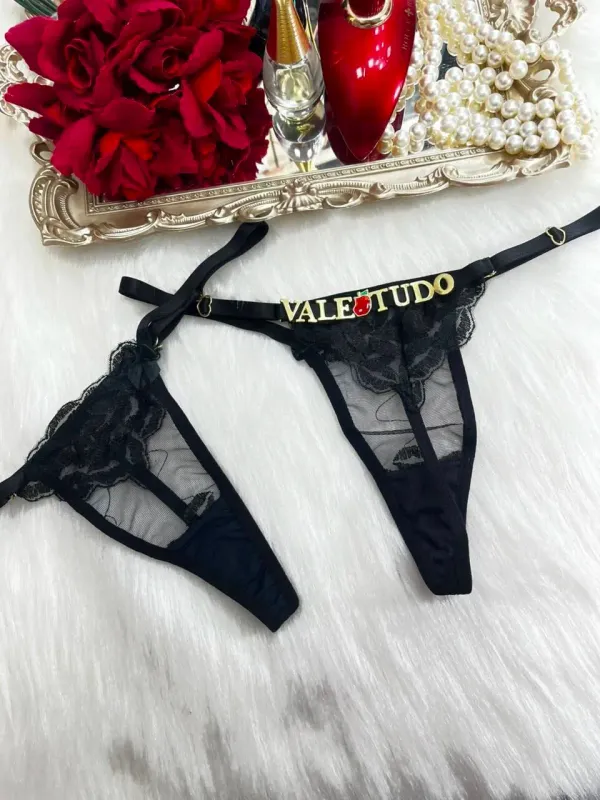 Calcinha Beijo Personalizável Preto