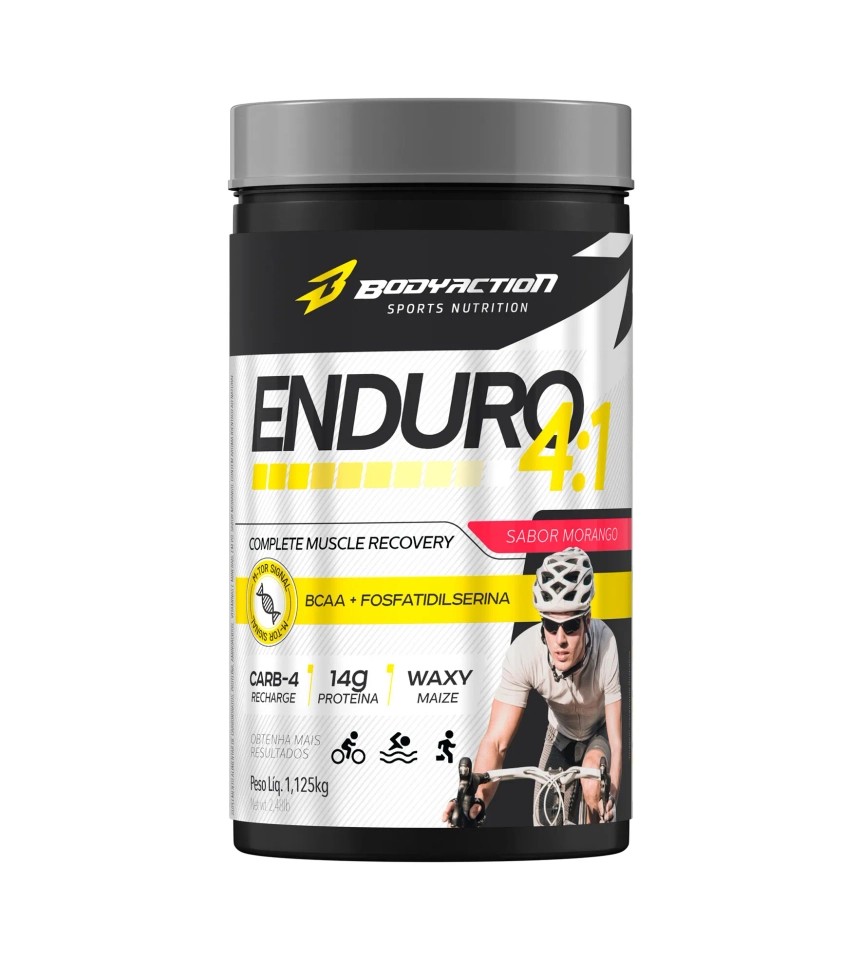 Enduro 4:1 | Carboprotein Morango | 1,1kg - Bodyaction - imagem 1