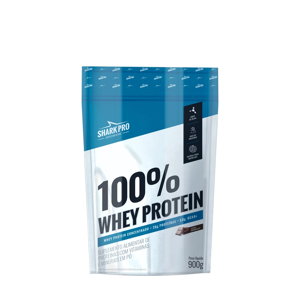 100% WHEY PROTEIN (Refil) 907G  - SHARK PRO - imagem 4