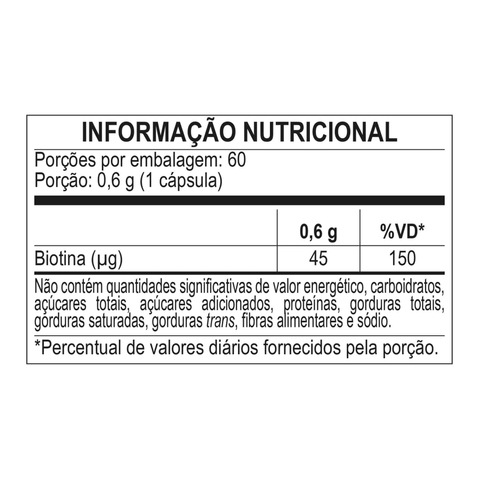 Biotina 100% Pura (60 cápsulas) Bodyaction - imagem 3