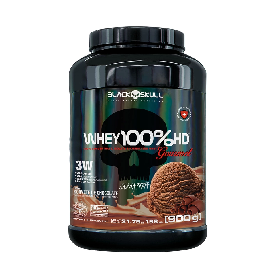 WHEY 100%HD GOURMET 900g BLACK SKULL - imagem 1
