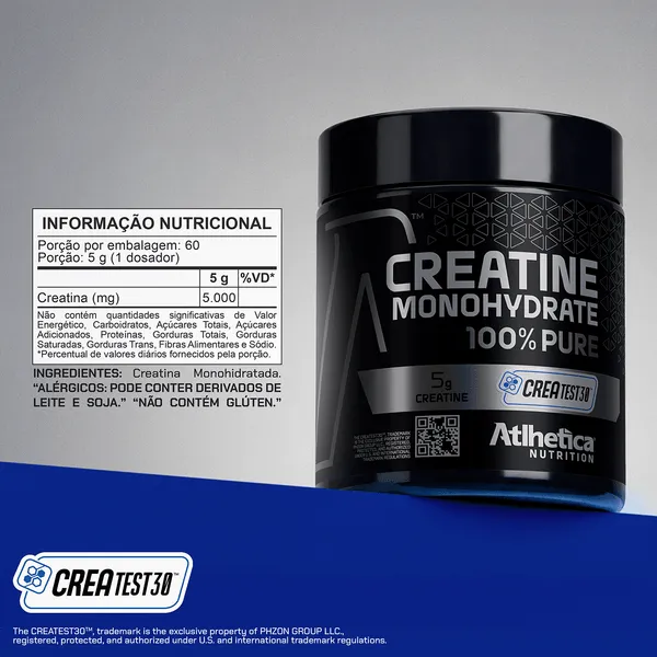 CREATINE 100% PURE CREATEST30 (300G) Atlhetica Nutrition - imagem 2